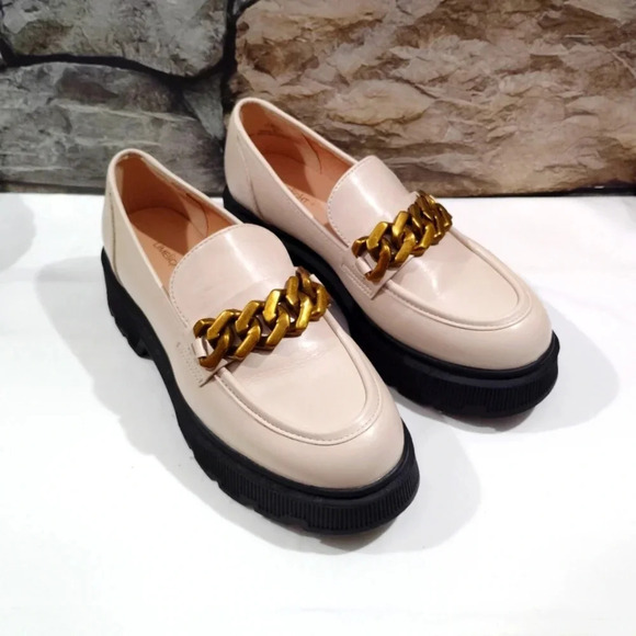 Limelight Kendall Loafers Chunky Heel Lug Chain Detail 8 1/2 8.5 Beige - Picture 2 of 14